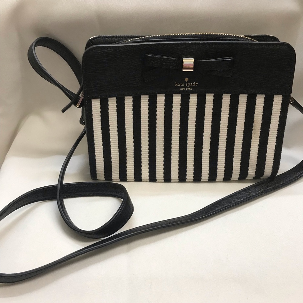 Kate Spade NY Striped Crossbody Purse w/ Bow Accent